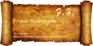Frank Hieronima névjegykártya